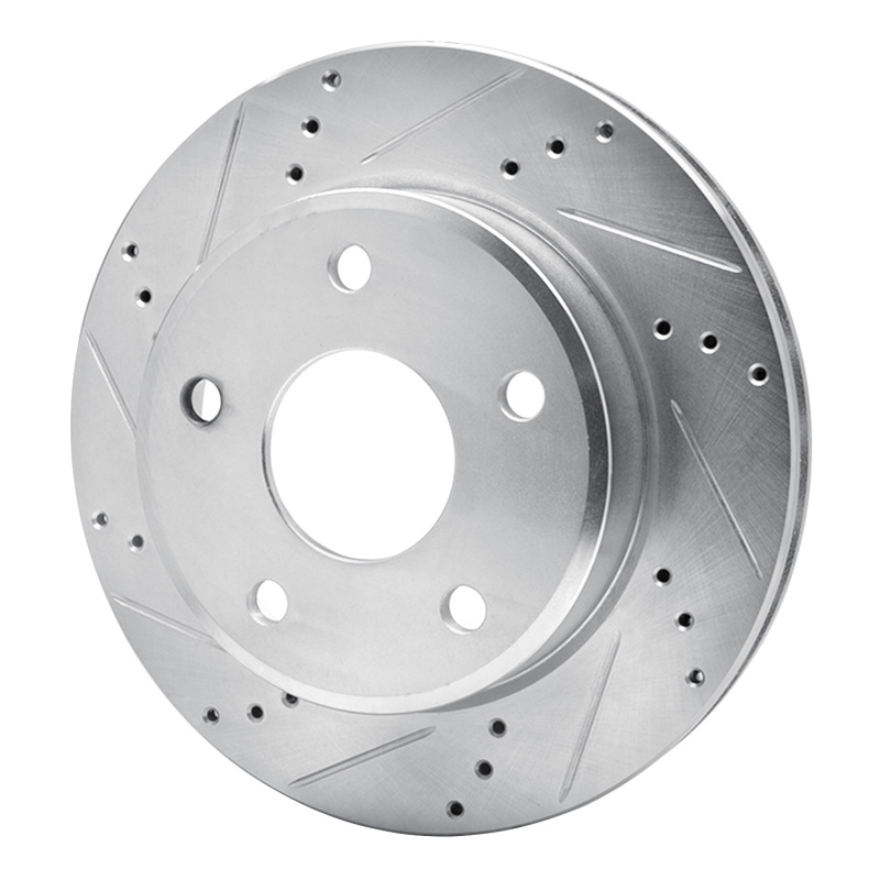 Dodge Dakota Brake Rotor (1) - Front Left - R1 Concepts - Drilled & Slotted - Silver - `05-`11